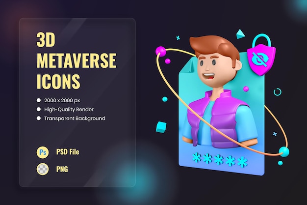 Free PSD 3d icon illustration cyber security privacy profile