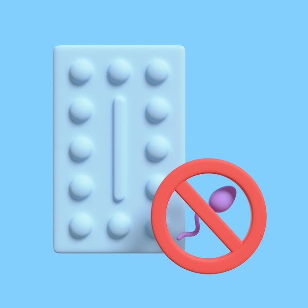 3d icon for sex education with birth control pills