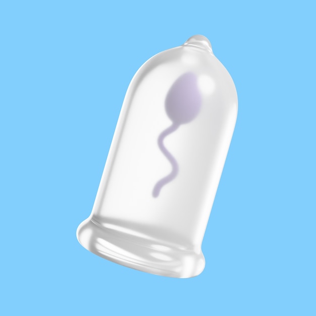 Free PSD 3d icon for sex education with sperm and condom