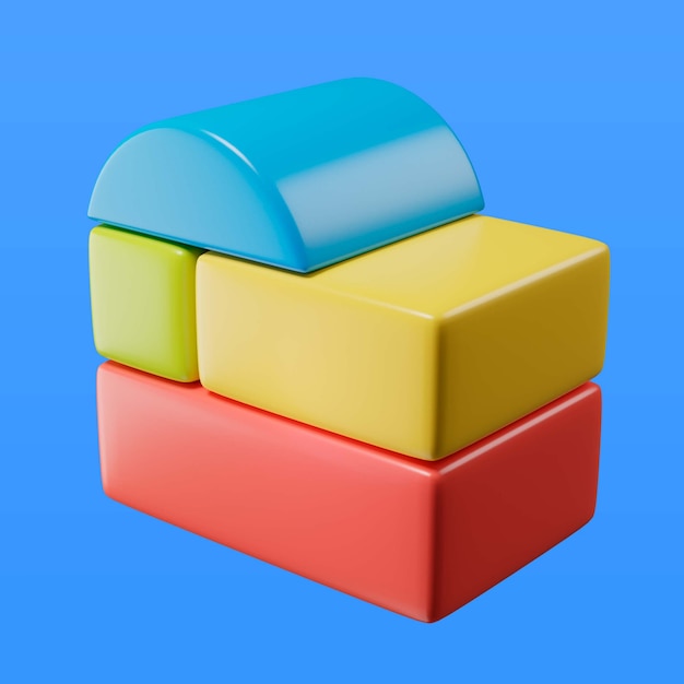 Free PSD 3d illustration of children's interlocking puzzle