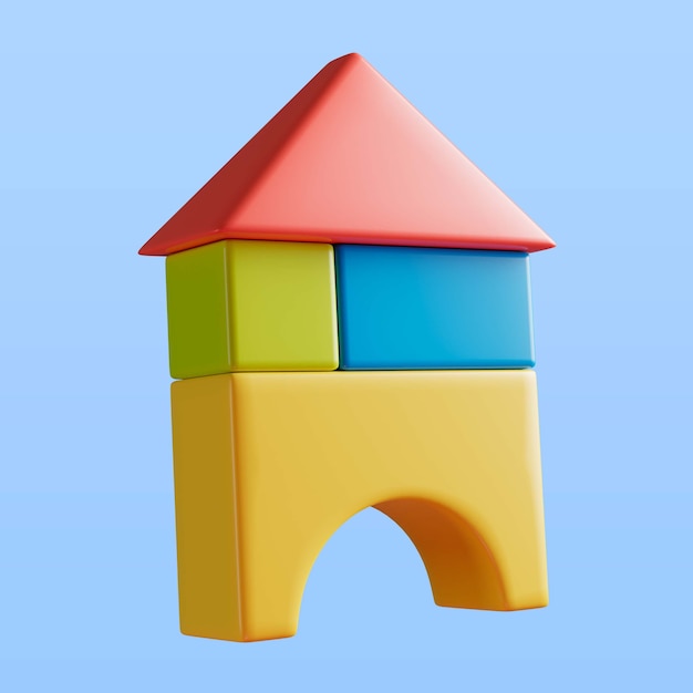 Free PSD 3d illustration of children's toy game blocks