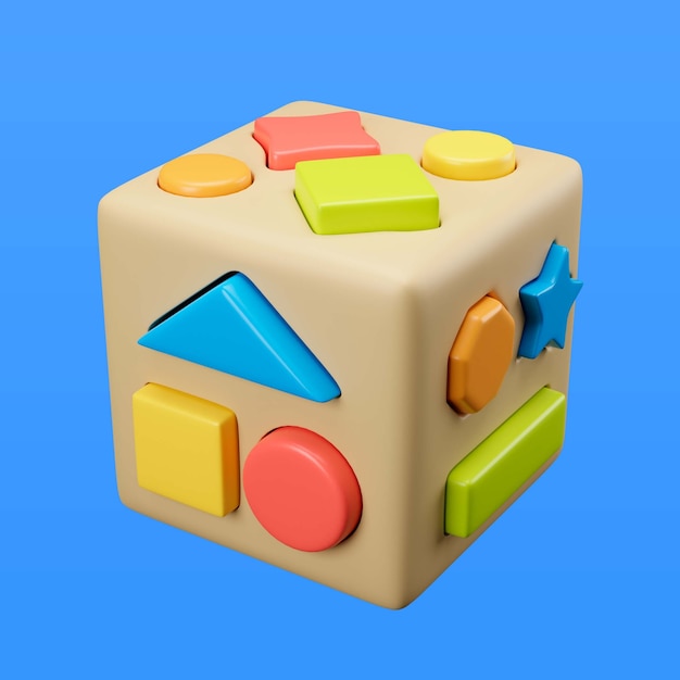 Free PSD 3d illustration of children's toy rubik's cube