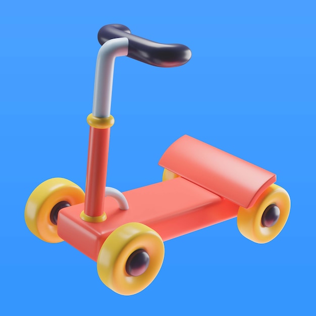 Free PSD 3d illustration of children's toy scooter