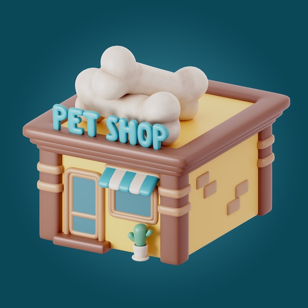 Free PSD 3d illustration of city shop building