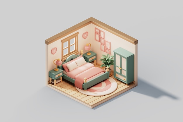 3d illustration of isometric room