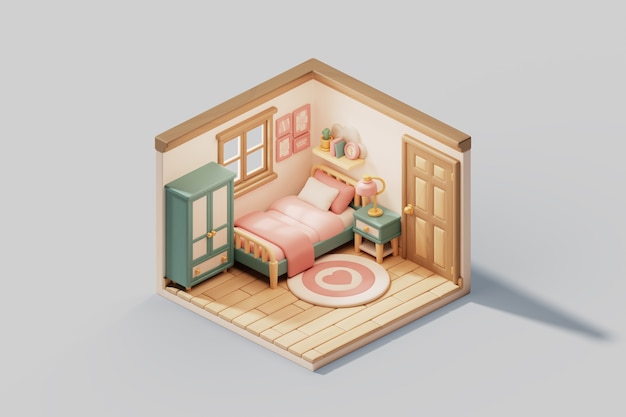 3d illustration of isometric room