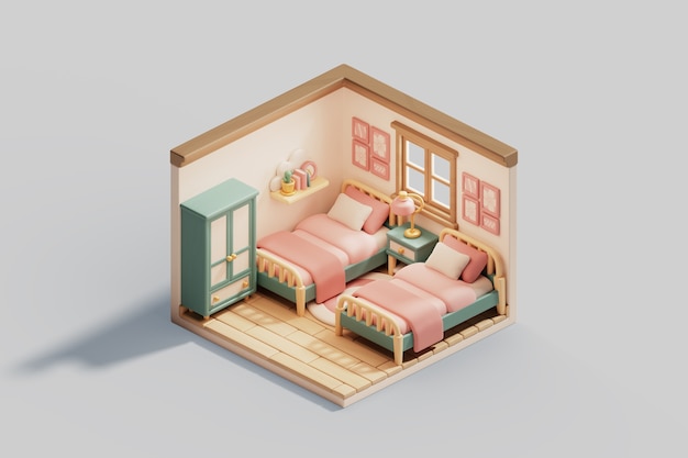 3d illustration of isometric room