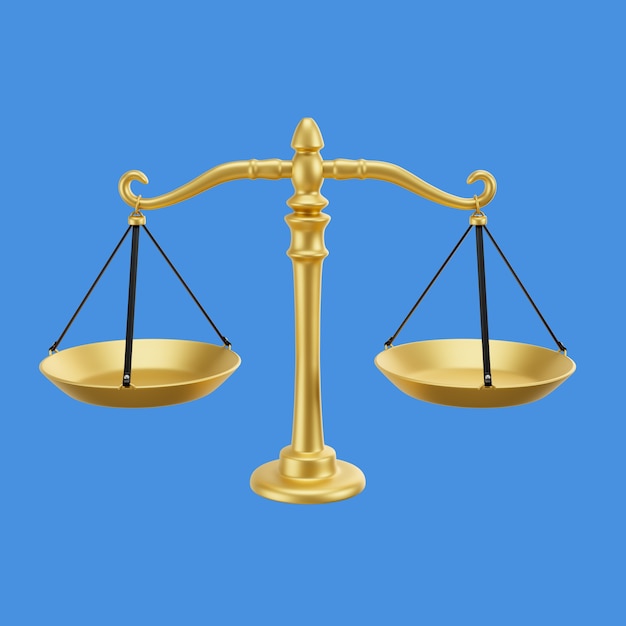 Free PSD 3d illustration of law and justice item