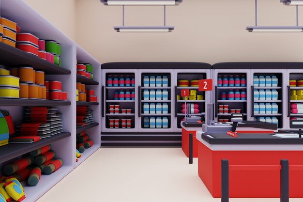 3d illustration of supermarket