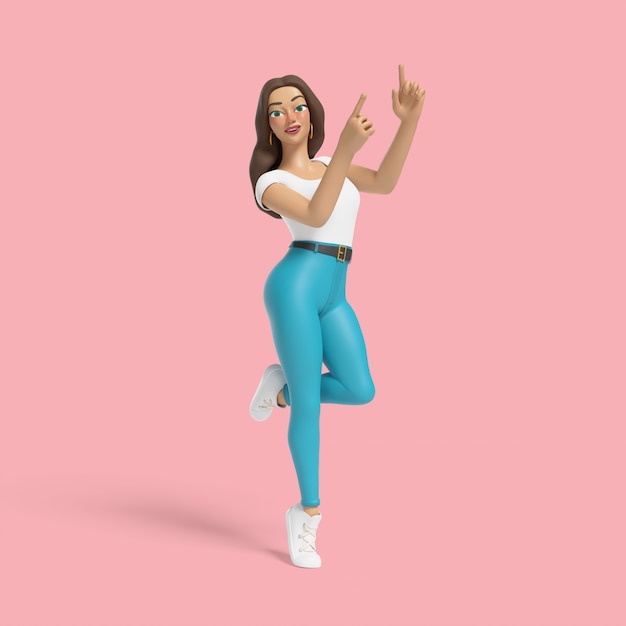 Free PSD 3d illustration of woman showing a dance pose