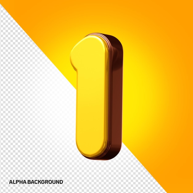 Free PSD 3d kids alphabet number 1