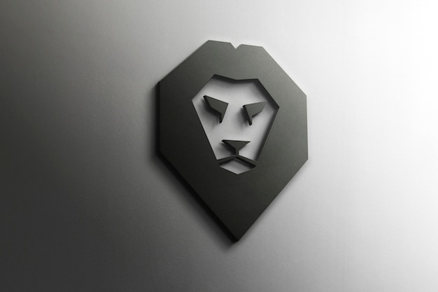 Free PSD 3d lion logo mockup