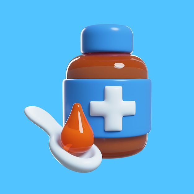 Free PSD 3d medical elements with a medicine bottle