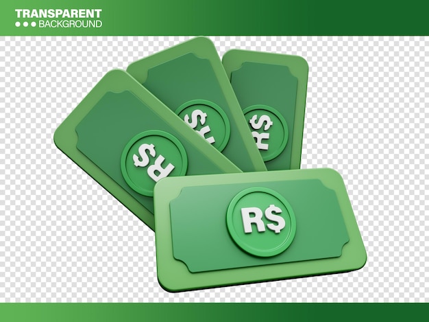 Free PSD 3d money illustration isolated for composition