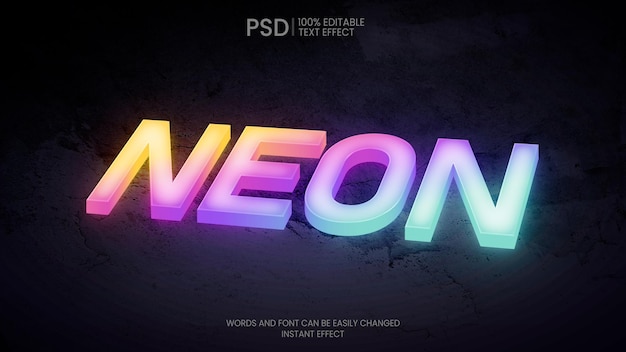 Free PSD 3d neon text effect