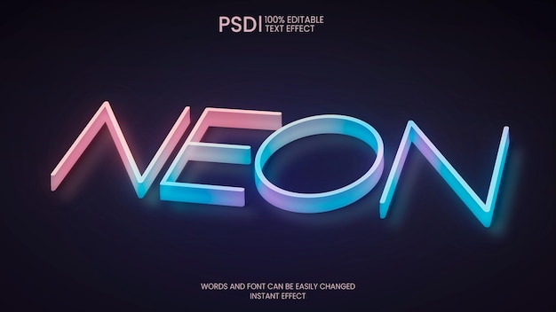 Free PSD 3d neon text effect