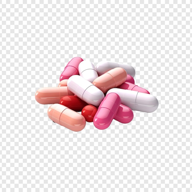 Free PSD 3d pills drug isolated on transparent background