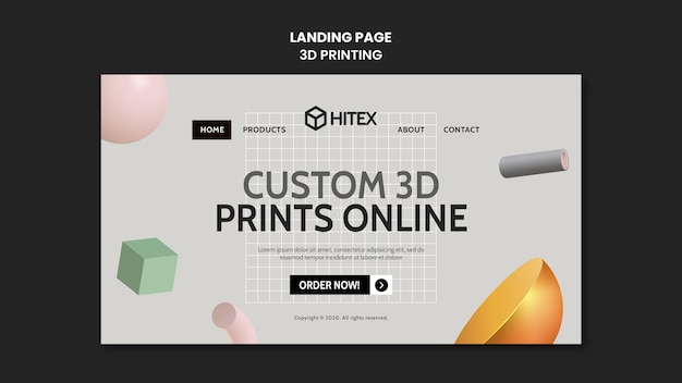 Free PSD 3d printing landing page