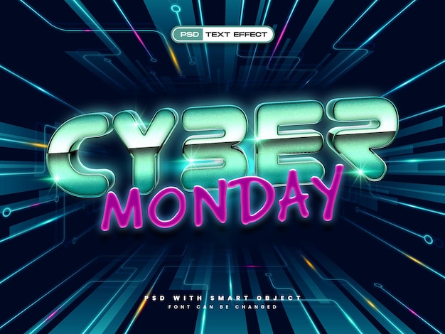 Free PSD 3d realistic cyber monday text effect