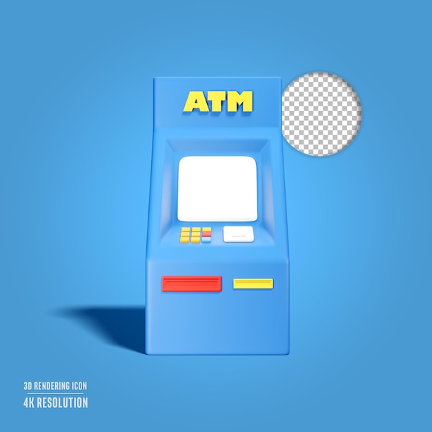 Free PSD 3d render illustration atm booth isolated icon