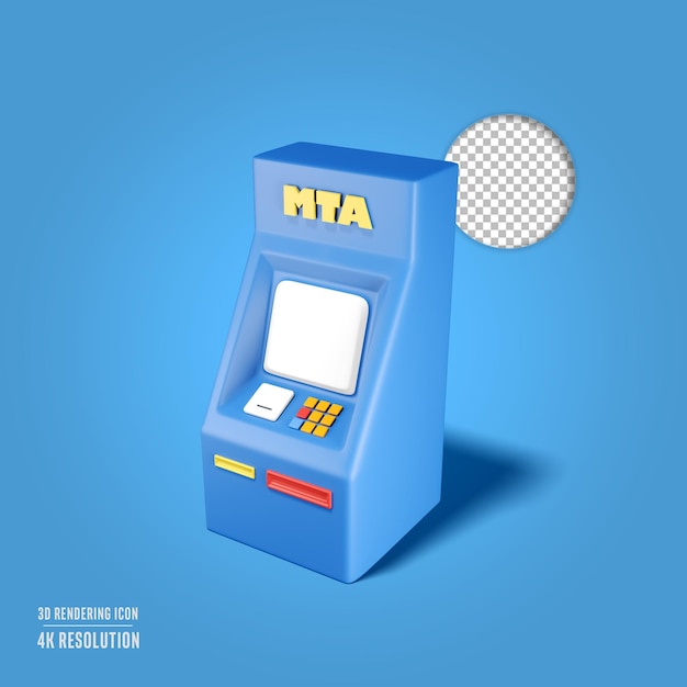 Free PSD 3d render illustration atm booth isolated icon