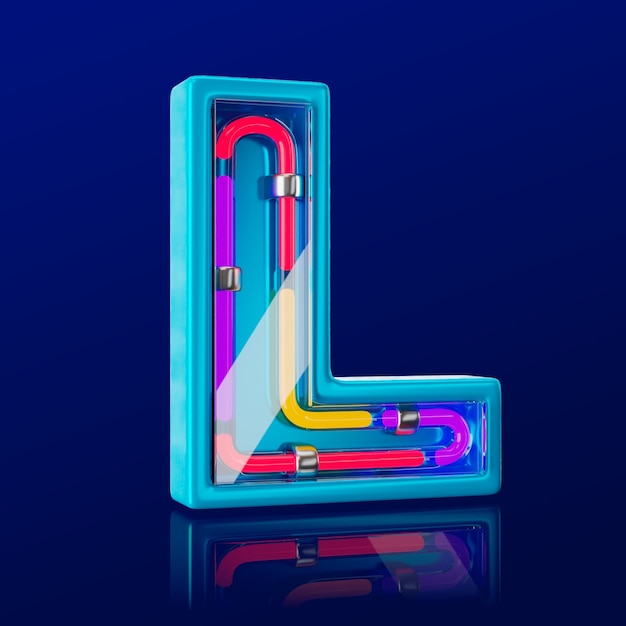 Free PSD 3d render of neon letter icon