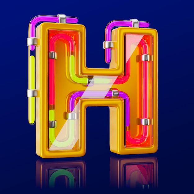 Free PSD 3d render of neon letter icon