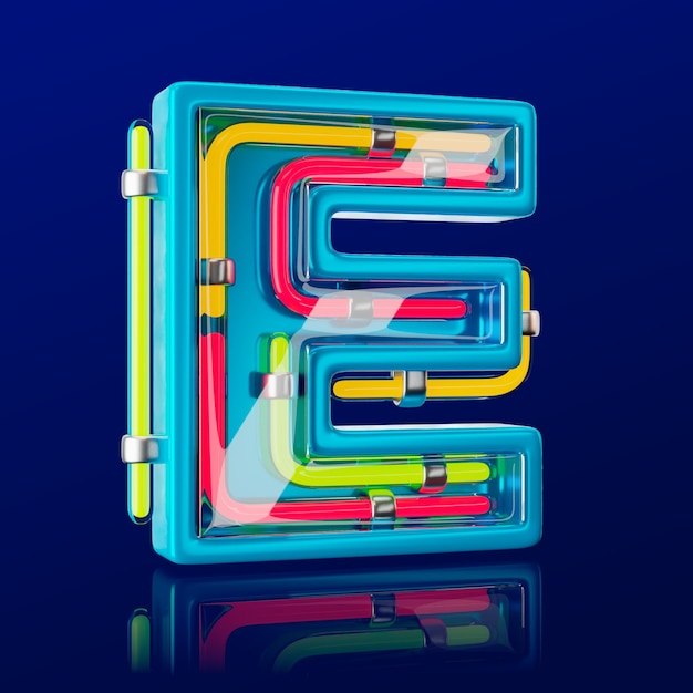 Free PSD 3d render of neon letter icon