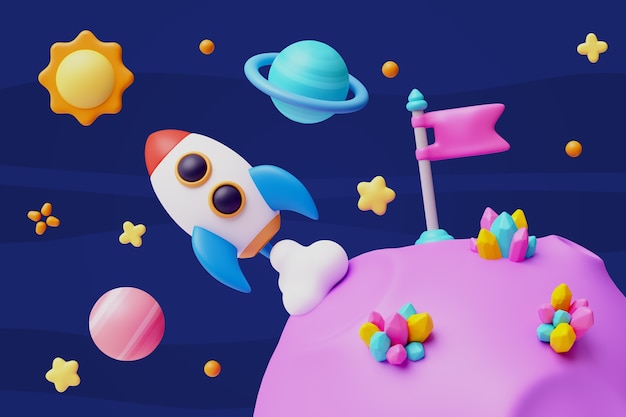 Free PSD 3d render of space illustration