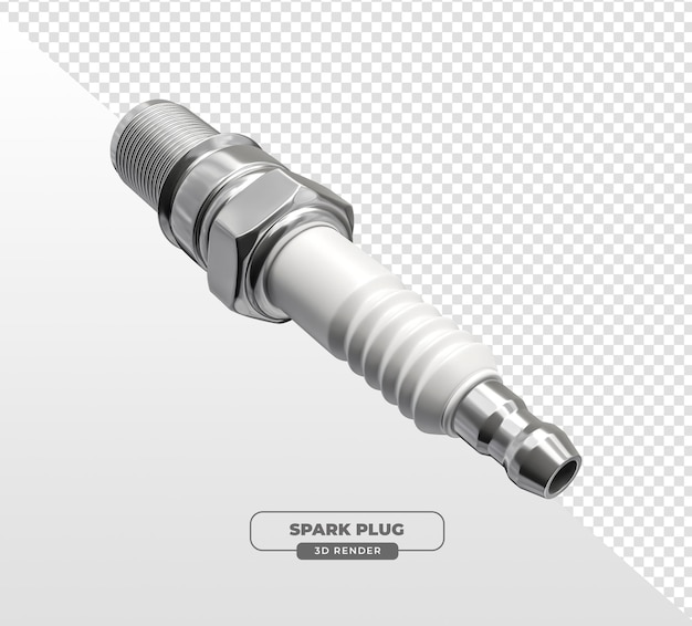 Free PSD 3d rendered realistic metal spark plug for automotive maintenance with transparent background