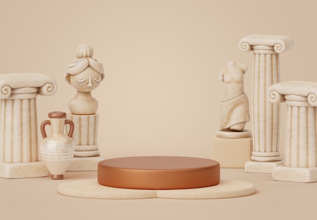 Free PSD 3d rendering of ancient greek podium background