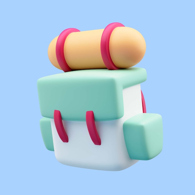 3d rendering of backpack travel icon