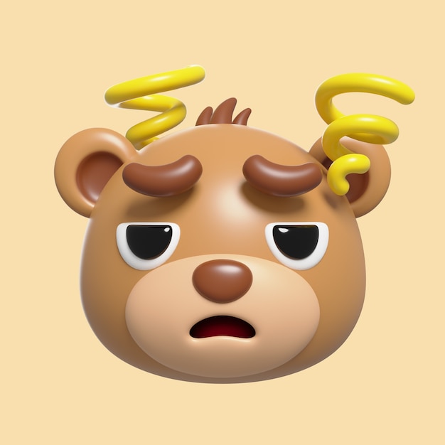 Free PSD 3d rendering of  bear emoji icon