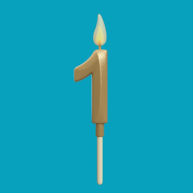 Free PSD 3d rendering of birthday cake candle number