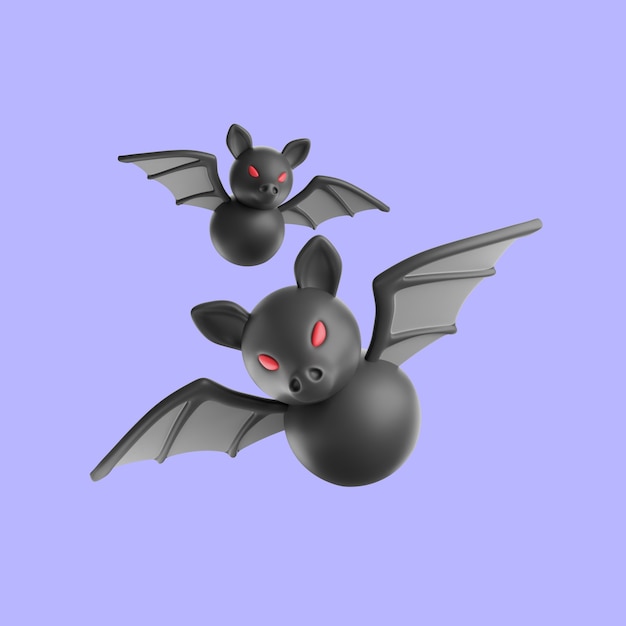 Free PSD 3d rendering of halloween bats icon