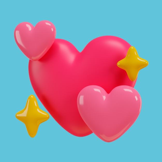 Free PSD 3d rendering of  hearts icon