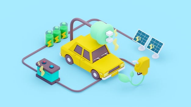 Free PSD 3d rendering of  isometric ecologic concept