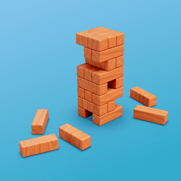 Free PSD 3d rendering of jenga tower