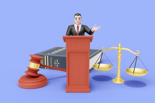 Free PSD 3d rendering of lawyer character