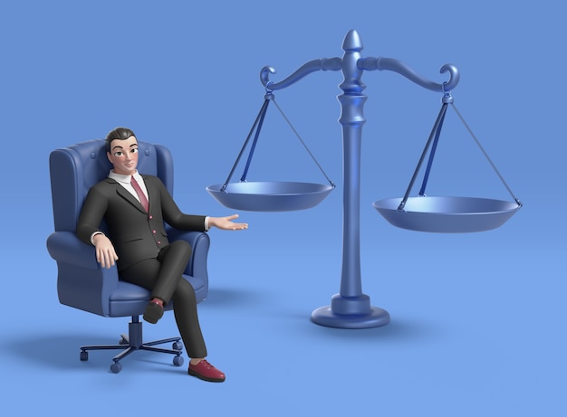 Free PSD 3d rendering of lawyer character