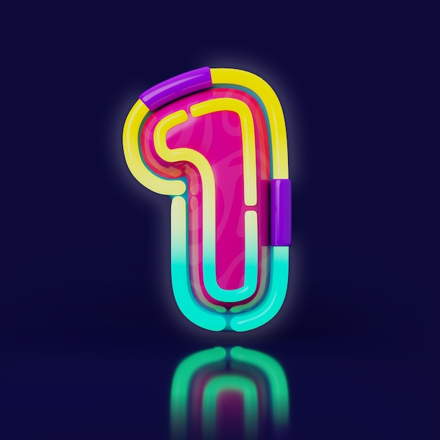 Free PSD 3d rendering of neon number icon