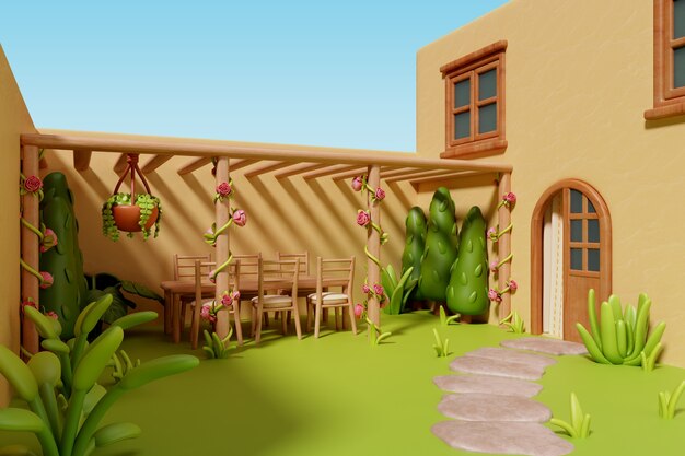 3d rendering of outdoor home illustration