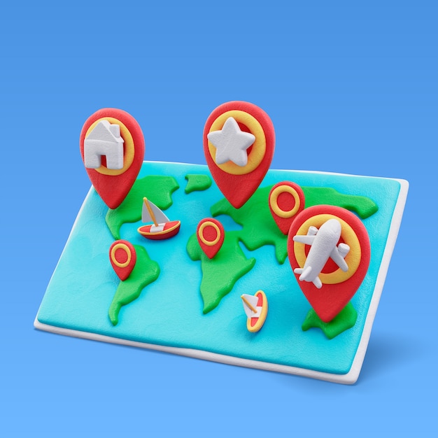 Free PSD 3d rendering of pin location icon