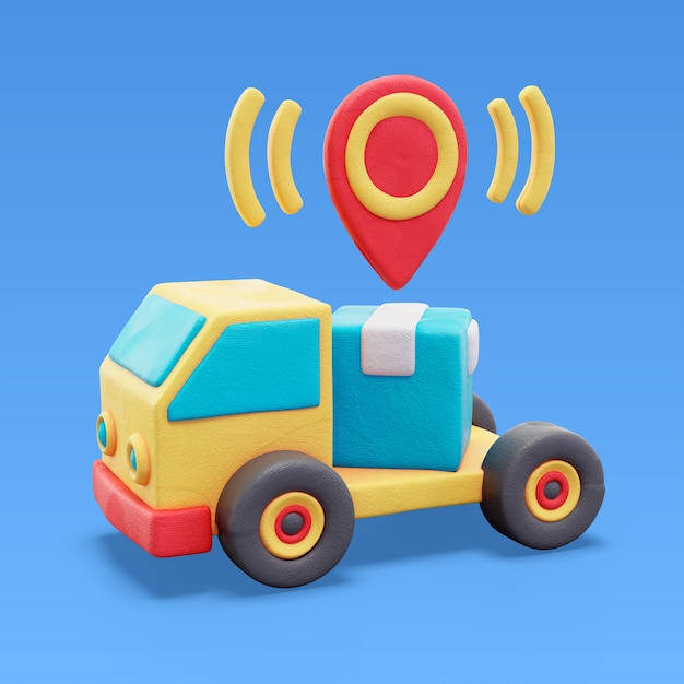 Free PSD 3d rendering of pin location icon