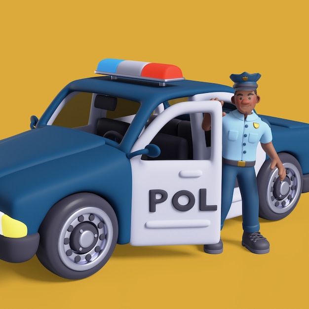 Free PSD 3d rendering of police car