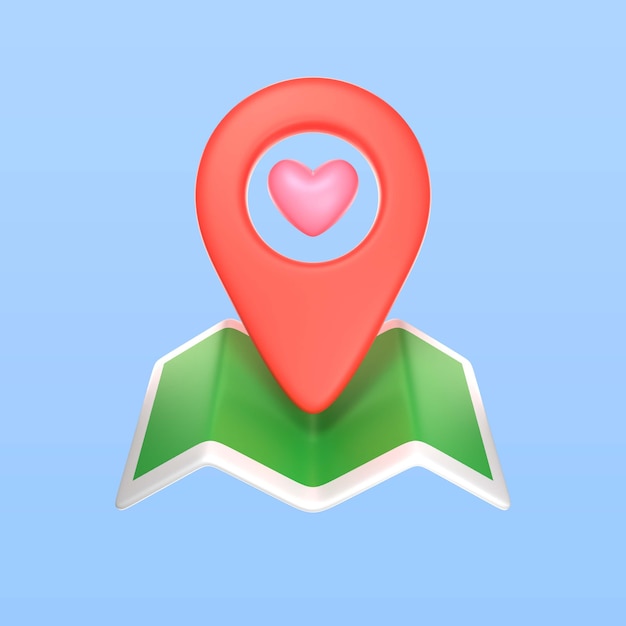 Free PSD 3d rendering of valentine's day map icon