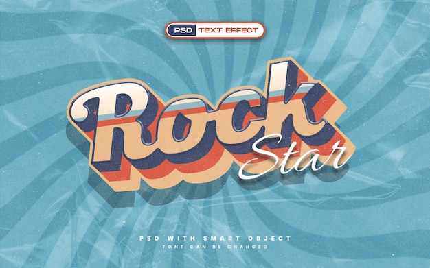 Free PSD 3d retro rock style text effect