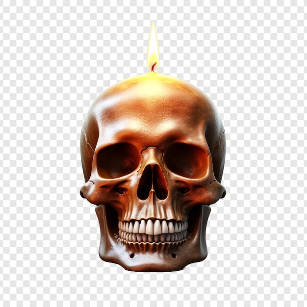 Free PSD 3d skull with burning candle halloween holiday isolated on transparent background