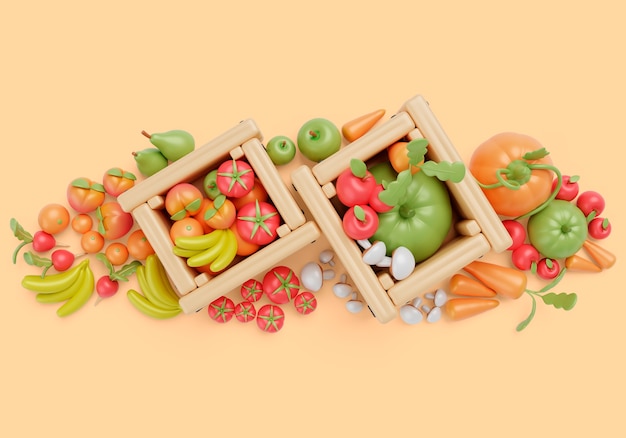 Free PSD 3d supermarket still life background