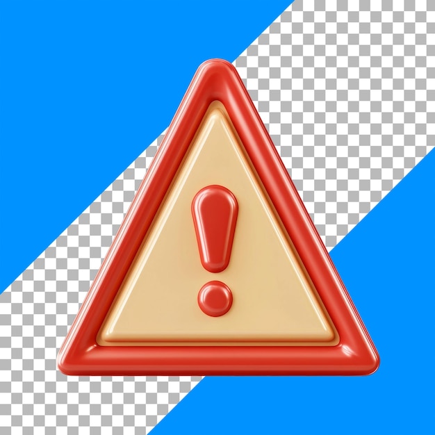 Free PSD 3d warning sign exclamation mark on blue background